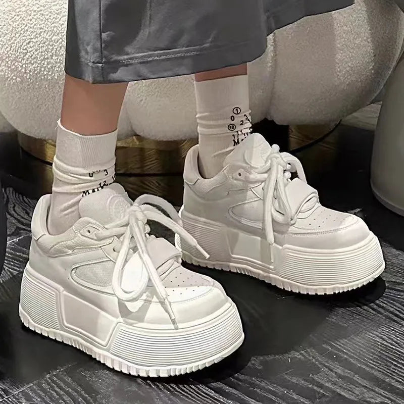 white platform sneakers size 5