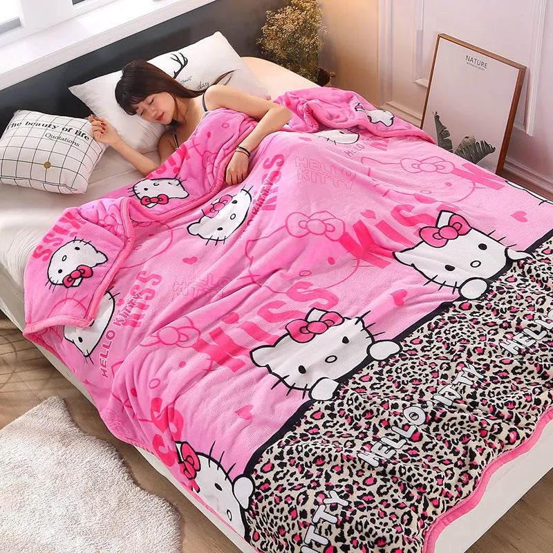 Cheetah Hello Kitty Blanket Juneptune