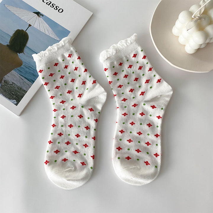 Coquette Strawberry Cotton Socks - Juneptune