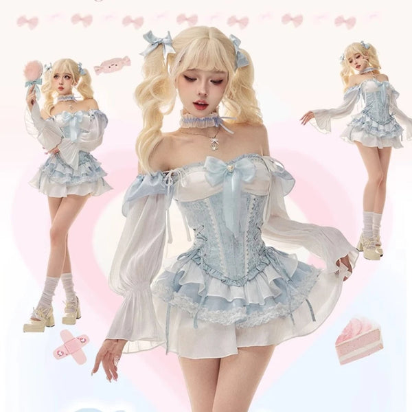 Blue Lolita Ruffled Outfit Set