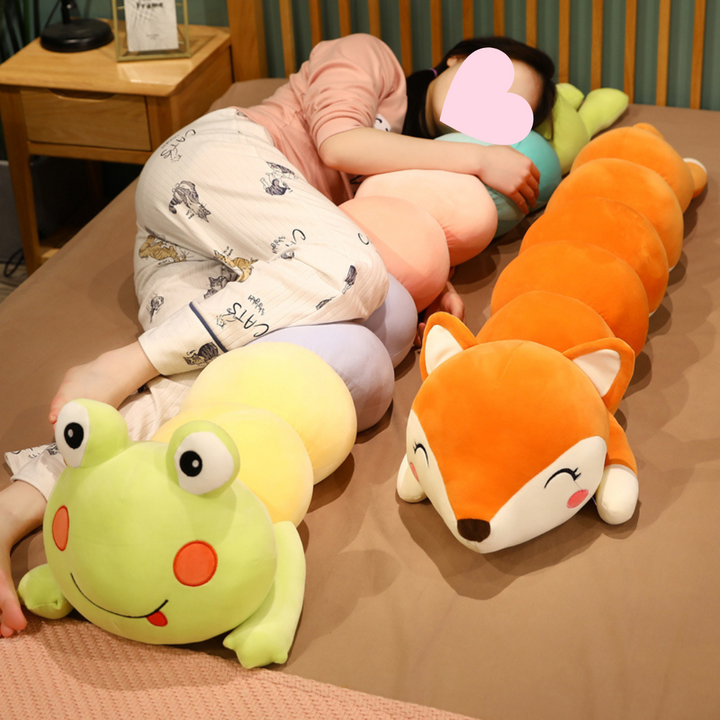 Giant Fox & Frog Caterpillar Soft Pillow Plush Toy - Juneptune