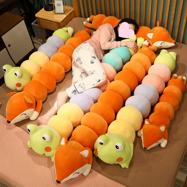 Giant Fox & Frog Caterpillar Soft Pillow Plush Toy - Juneptune