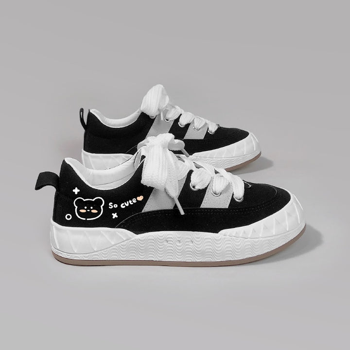 Kawaii Black Bear Chunky Sneakers - Juneptune