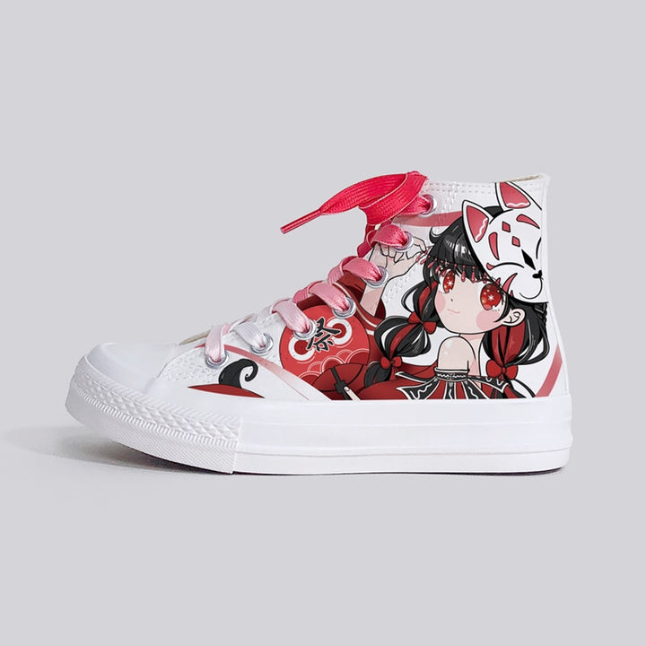 Kitsune Girl Red High Top Shoes - Juneptune