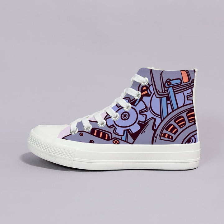 Unisex Cyberpunk Futuristic Purple High Top Shoes - Juneptune