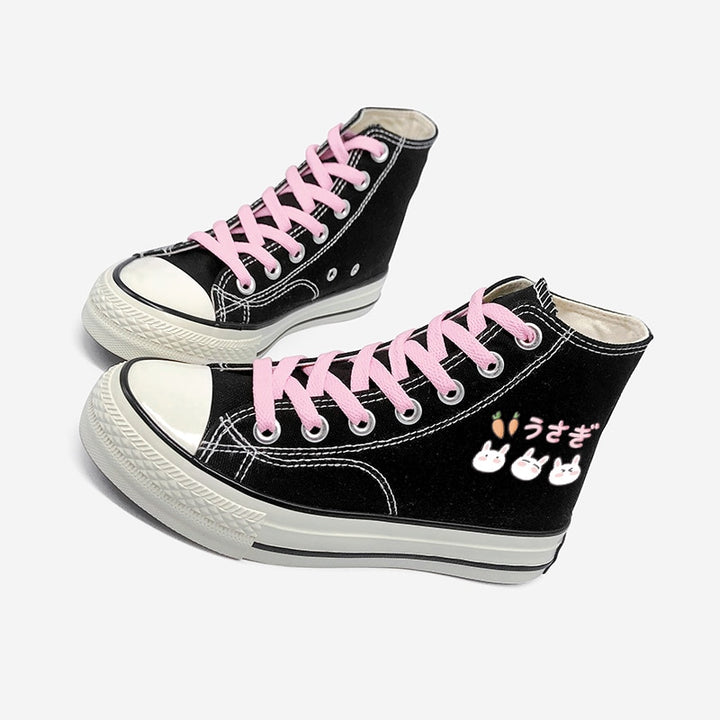 Kawaii Pink Bunny High Top Shoes - Juneptune