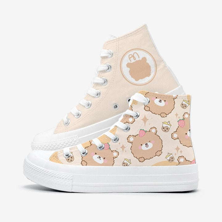 Milk Tea Bear High Top Shoes - Juneptune