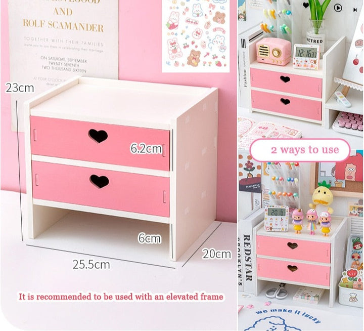 Kawaii Pink Heart Storage Rack - Juneptune