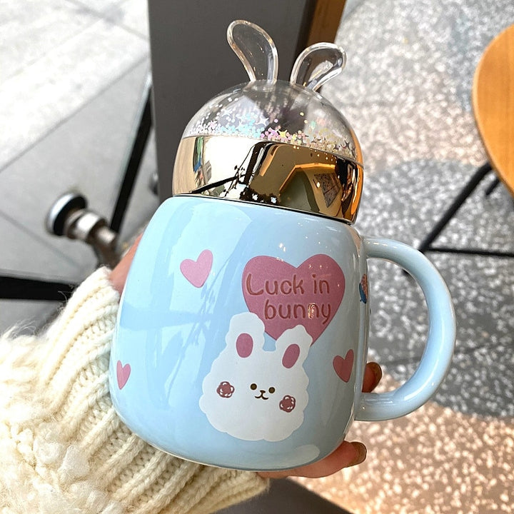 Korean Pink Rabbit Ceramic Cup - Juneptune