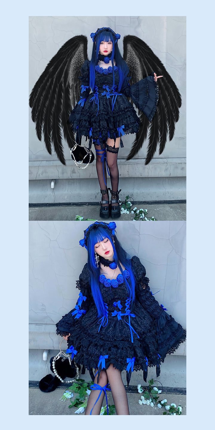 Gothic Lolita Blue Lace Dress - Juneptune
