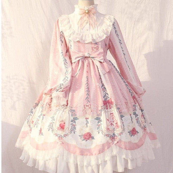 Kawaii Lolita Summer Elegant Flower Long Dress - Juneptune