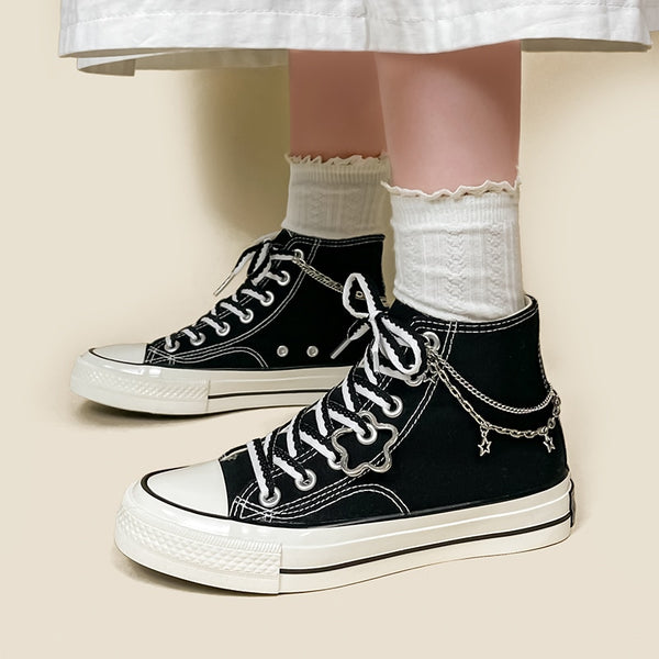 Gothic Black Star Chain High Top Shoes - Juneptune