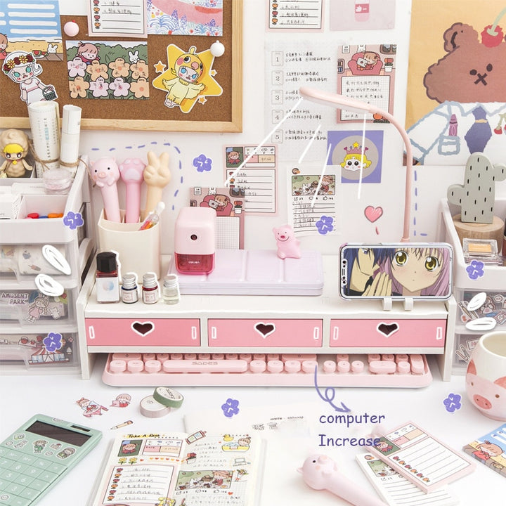 Kawaii Pink Heart Storage Rack - Juneptune