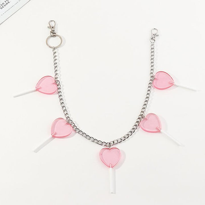 Kawaii Pink Lolipop Pants Chain - Juneptune