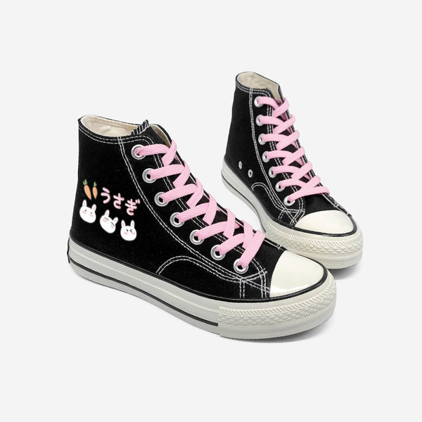 Kawaii Pink Bunny High Top Shoes - Juneptune