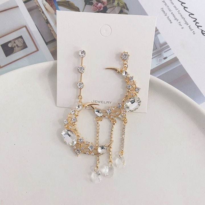 Y2K Korean Inspired Moon Drop Earrings - Juneptune