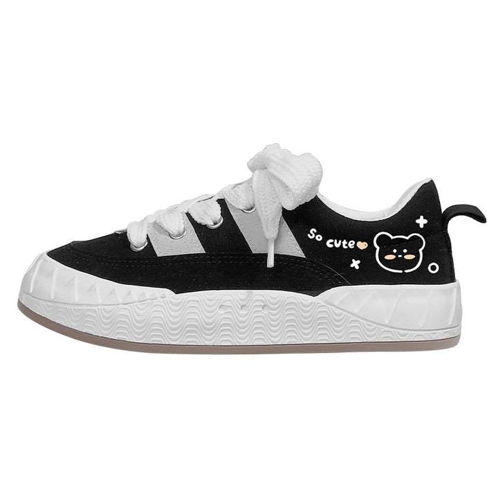 Kawaii Black Bear Chunky Sneakers - Juneptune
