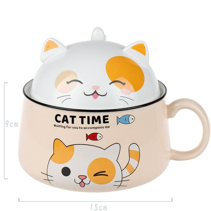 Cat Time Ramen Bowl with Lid - Juneptune