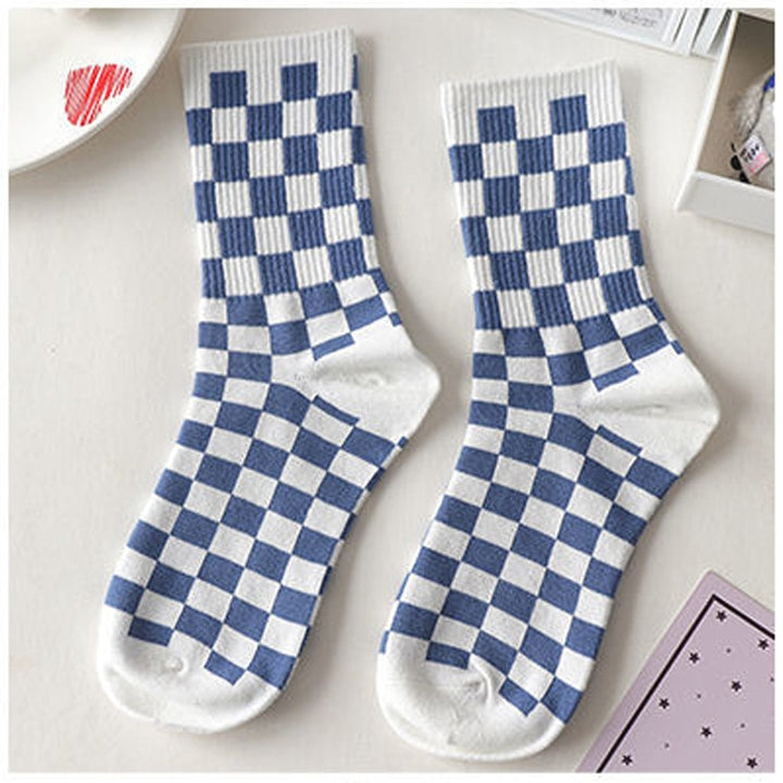 Blue Bear Print Cotton Socks - Juneptune