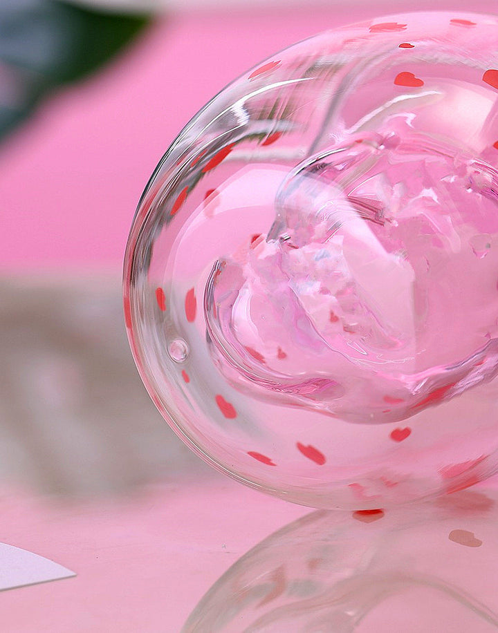Kawaii Sakura Cherry Blossom Cat Paw Double Layer Glass Cup - Juneptune