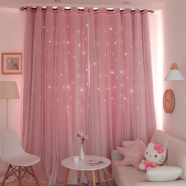 Double Layer Star Princess Curtains - Juneptune