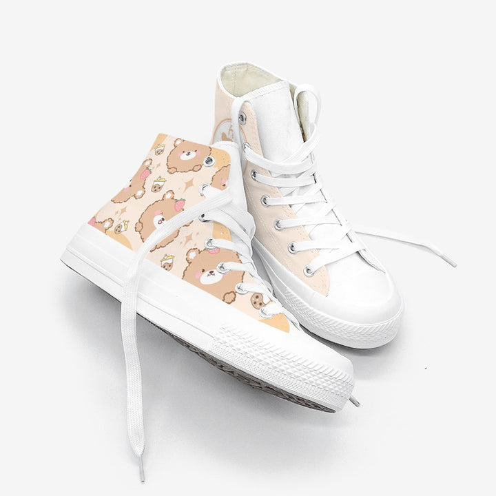 Milk Tea Bear High Top Shoes - Juneptune