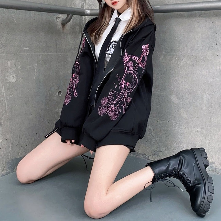 Punk Anime Zip Up Hoodie - Juneptune