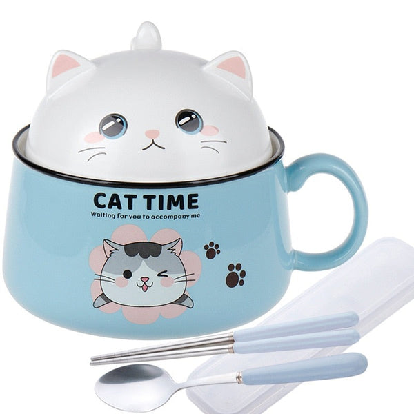 Cat Time Ramen Bowl with Lid - Juneptune