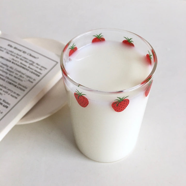 Strawberry Transparent Glass With Straw - Juneptune