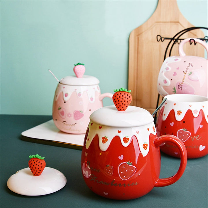 Cute Strawberry Ceramic Mug - Juneptune