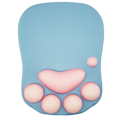 Cute Cat Paw 3D Mouse Pad with Soft Silicone and Memory Foam Wrist Rest - Juneptune