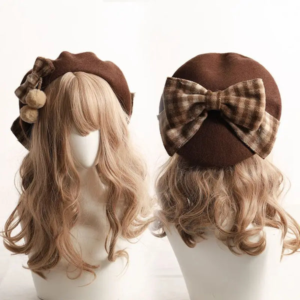Autumn Bear Bow Beret