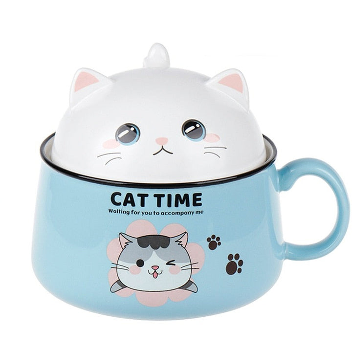 Cat Time Ramen Bowl With Lid - Juneptune