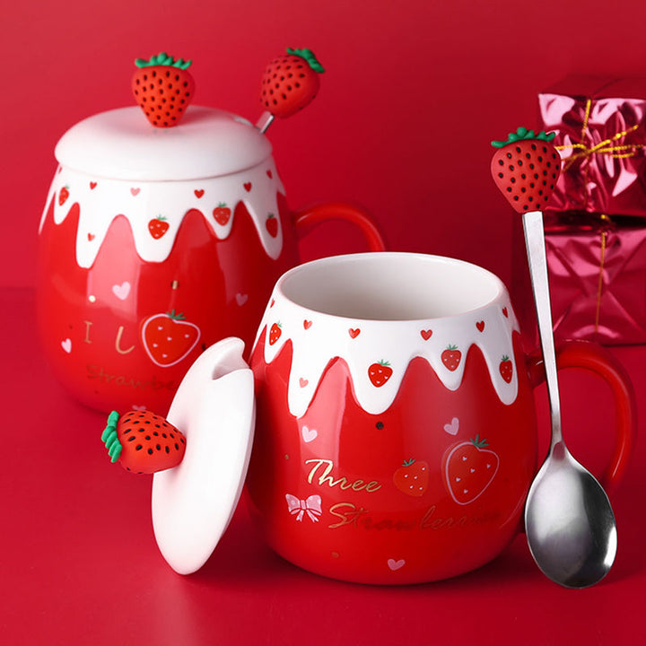 Cute Strawberry Ceramic Mug - Juneptune