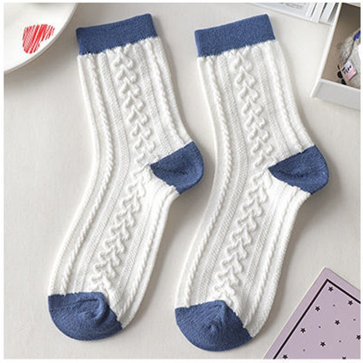 Blue Bear Print Cotton Socks - Juneptune