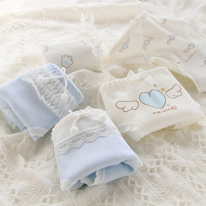 Kawaii Blue Lace Cotton Underwear - Juneptune