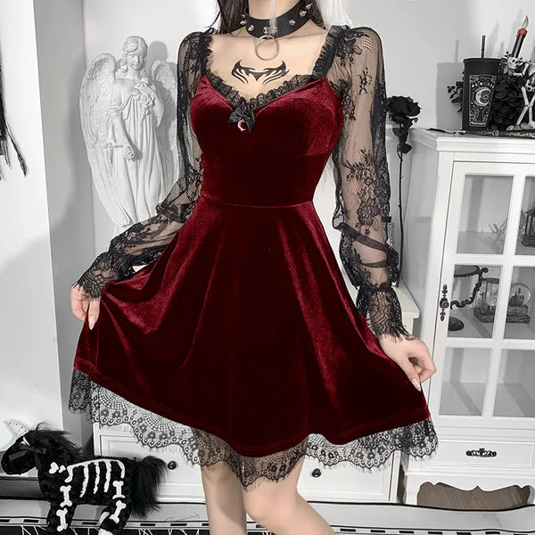 Victorian-Inspired Gothic Velvet Dress