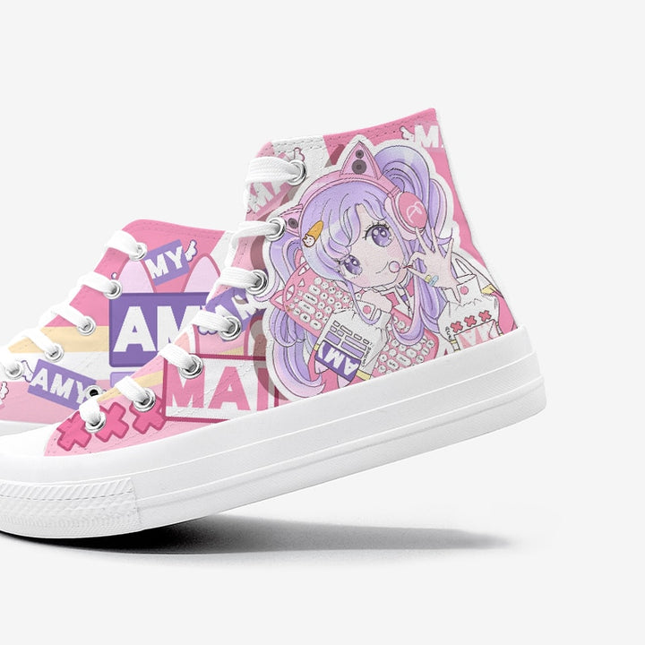 Kawaii Pastel Anime Girl High Top Shoes - Juneptune