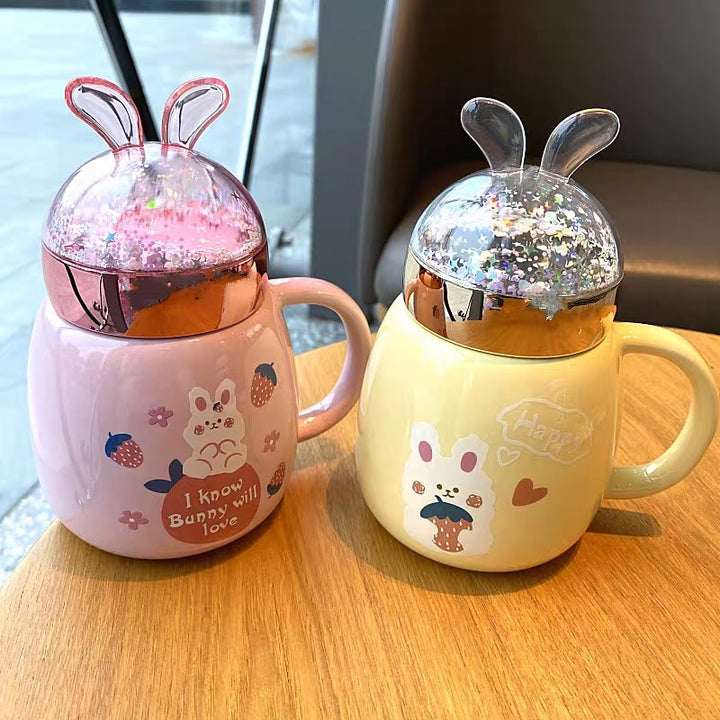 Korean Pink Rabbit Ceramic Cup - Juneptune