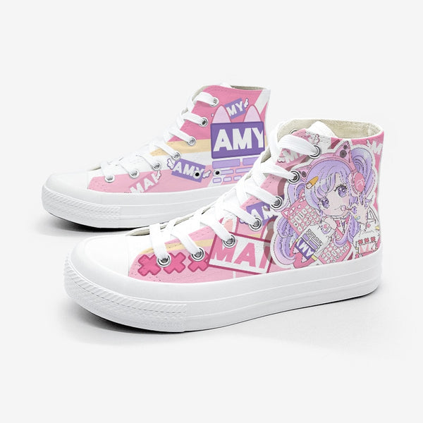 Kawaii Pastel Anime Girl High Top Shoes - Juneptune