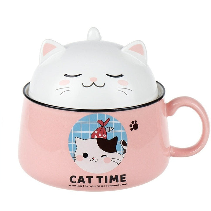 Cat Time Ramen Bowl With Lid - Juneptune