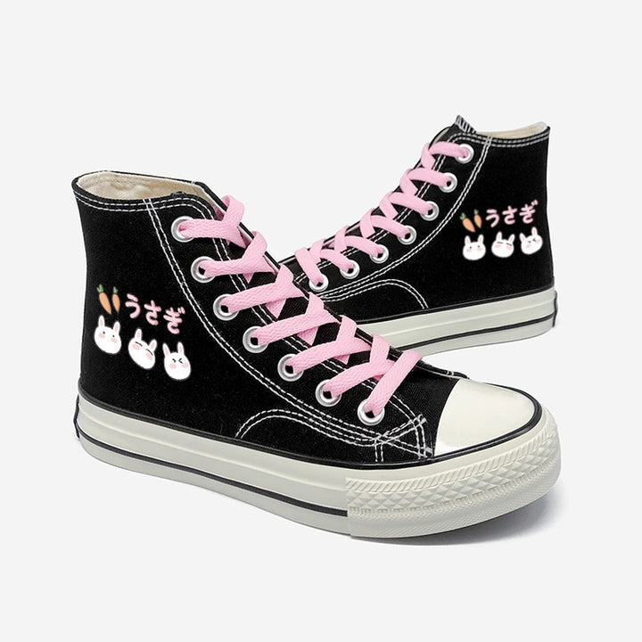 Kawaii Pink Bunny High Top Shoes - Juneptune