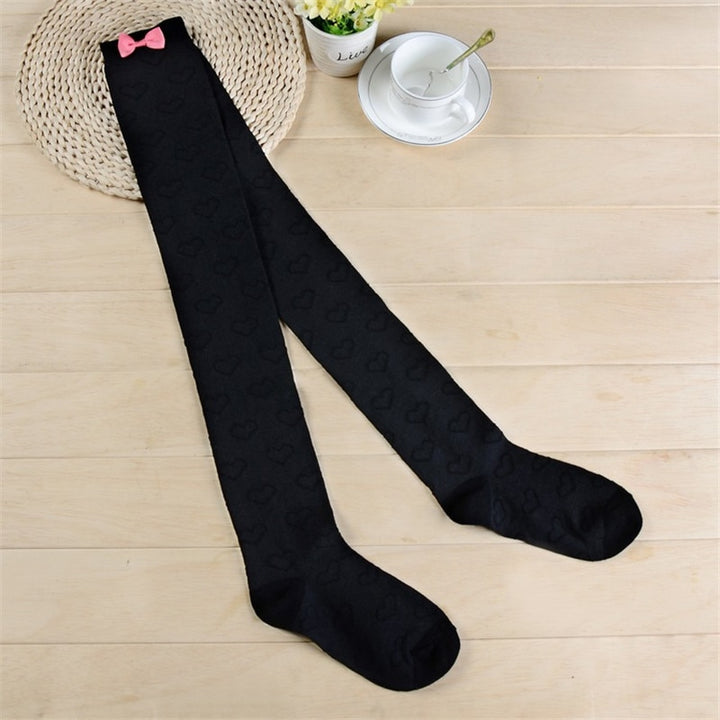 Lolita Pink Bow Long Socks - Juneptune