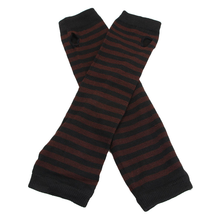 Striped Elbow Length Gloves Arm Warmers - Juneptune