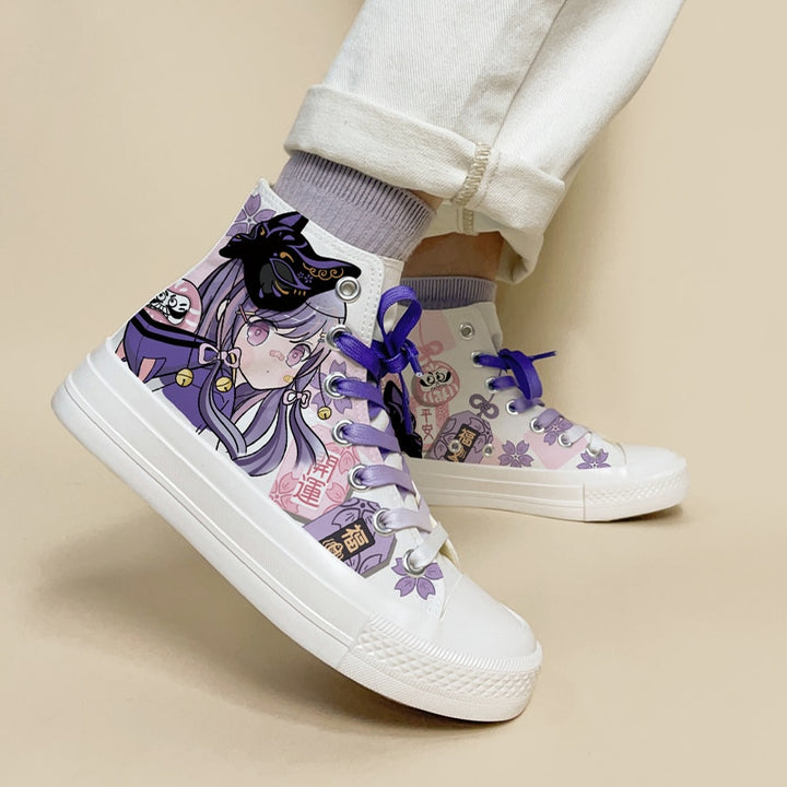 Kawaii Purple Anime Girl High Top Shoes - Juneptune