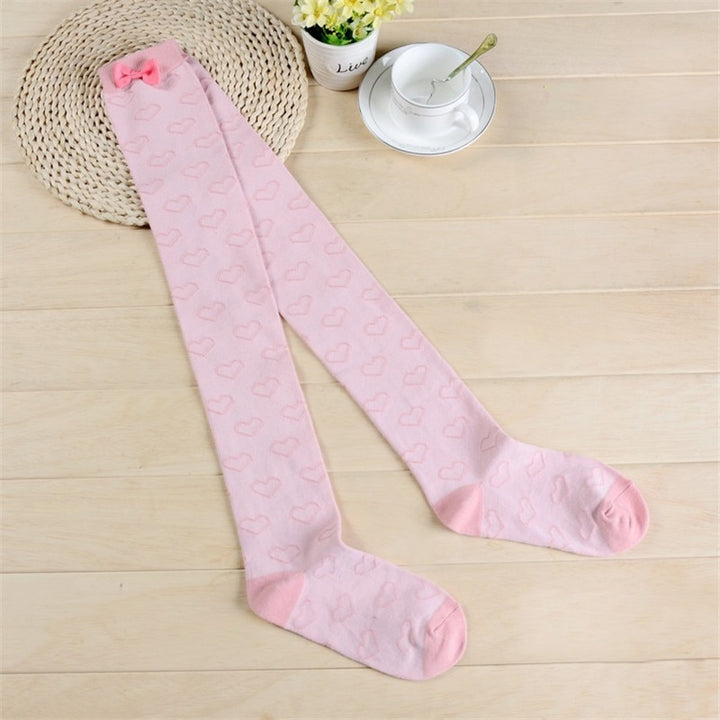 Lolita Pink Bow Long Socks - Juneptune