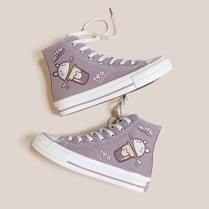 Purple Milk Tea Bunny High Top Shoes - Juneptune