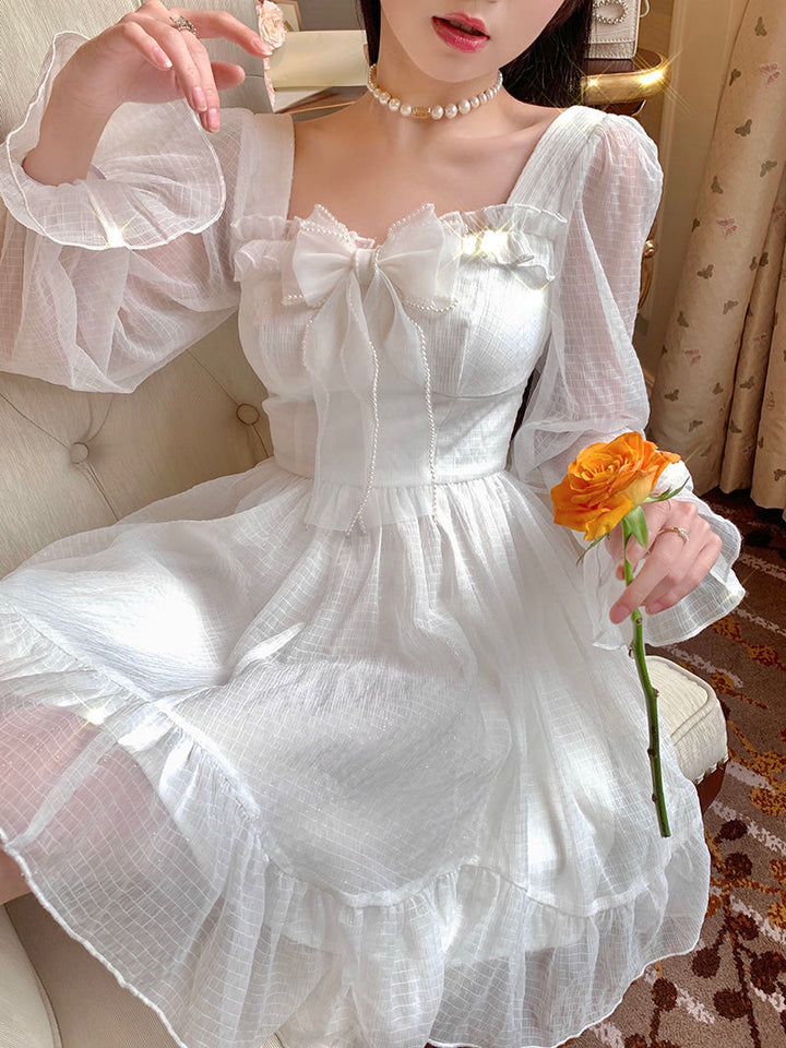 Fairycore Lolita White Dress - Juneptune