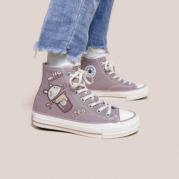 Purple Milk Tea Bunny High Top Shoes - Juneptune