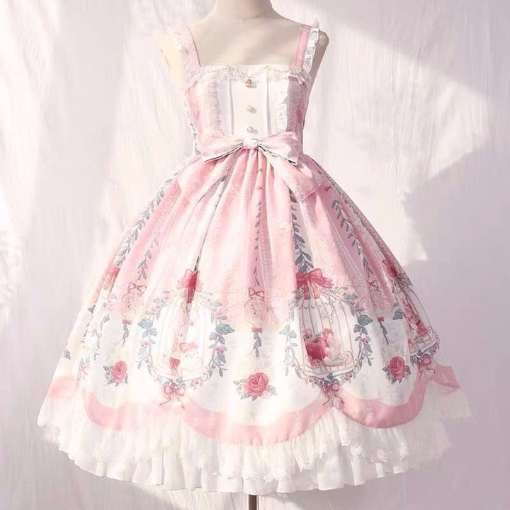 Kawaii Lolita Summer Elegant Flower Long Dress - Juneptune
